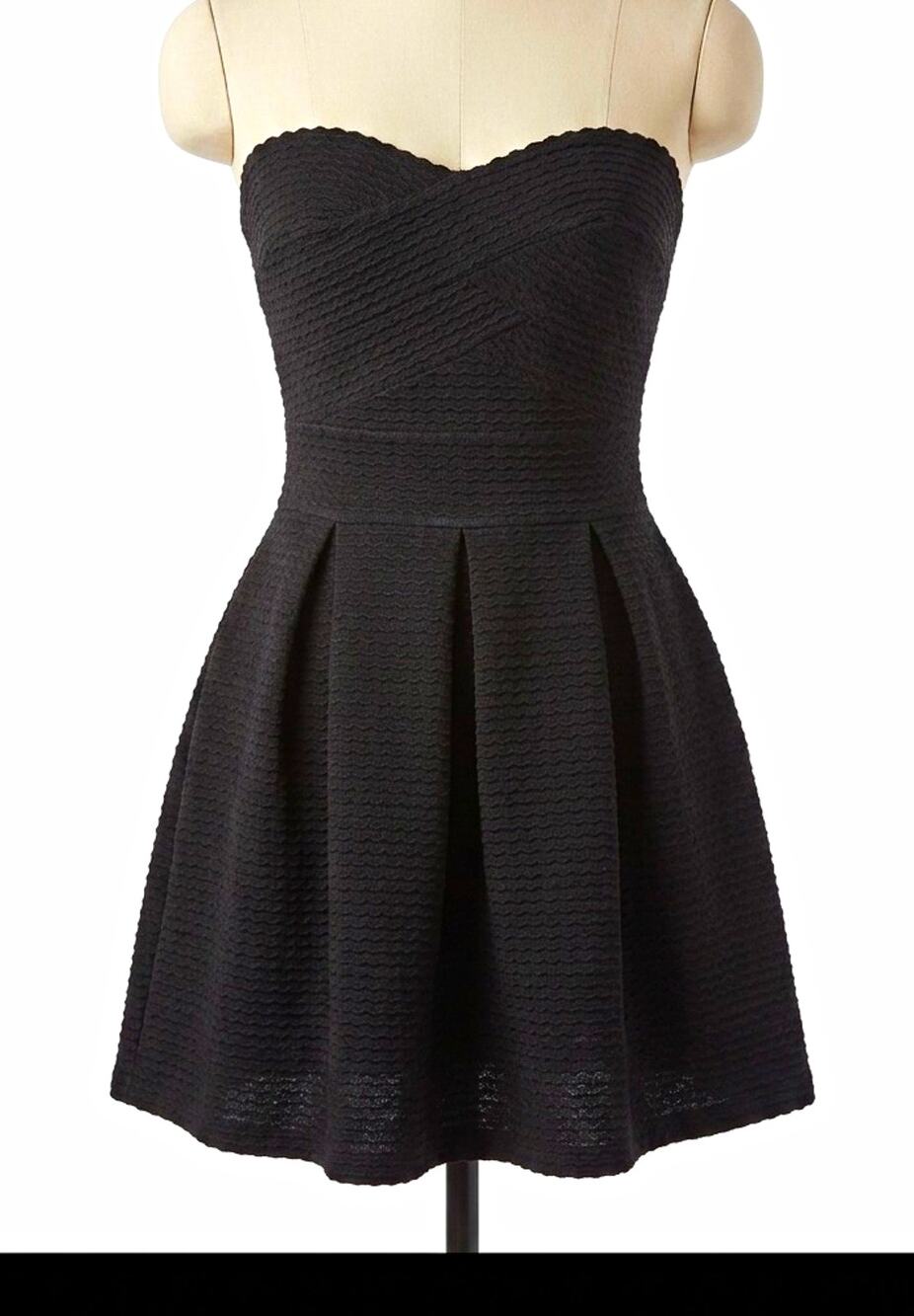 In Style Black Strapless Sweetheart Lace Fit & Flare Short Dress, Size S